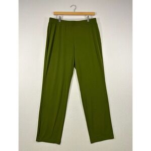 Minimalist Susan Graver Womens Medium Olive Green Liquid Knit Straight Leg Pants